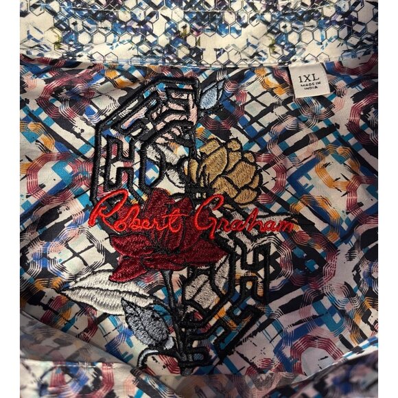 Robert Graham Mens Pinebrook Long Sleeve Button-Up Shirt Size 1XL 100% cotton - Picture 6 of 13